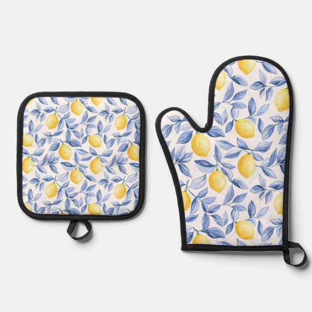 Lemon Lover Ofenhandschuh & Topflappen-Set (Vorderseite)