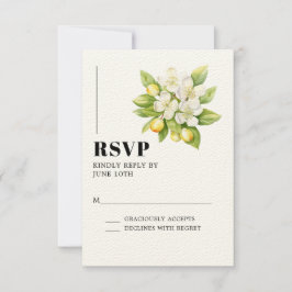 Lemon & Magnolia Floral Citrus Wedding RSVP Karte