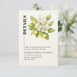 Lemon & Magnolia Floral Yellow Citrus Hochzeit Begleitkarte