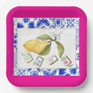 Lemon mahjong fuchsia pappteller