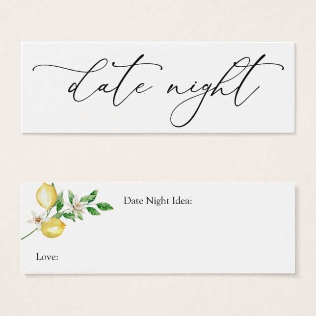 Lemon Main Squeeze Date Night Ideenkarte (Vorne & Hinten)