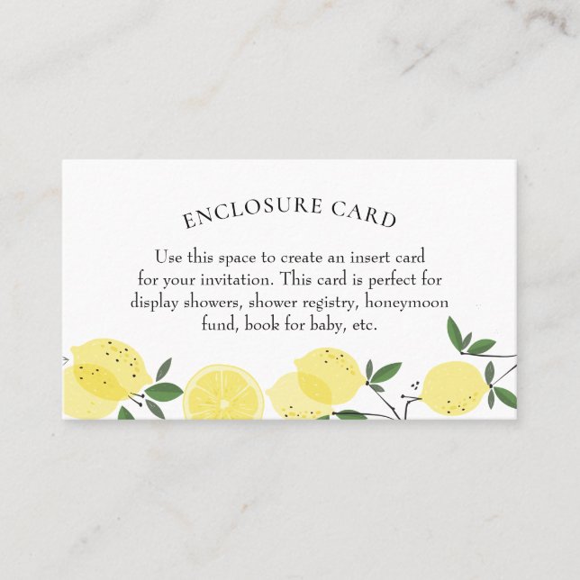 Lemon Main Squeeze Dusche Umschließkarte Visitenkarte (Vorderseite)