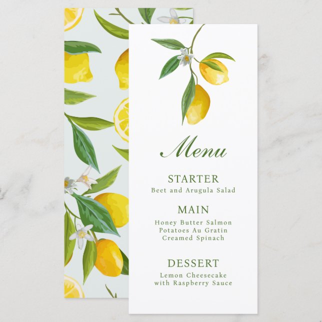 Lemon Main Squeeze Menu Card Menükarte (Vorne/Hinten)