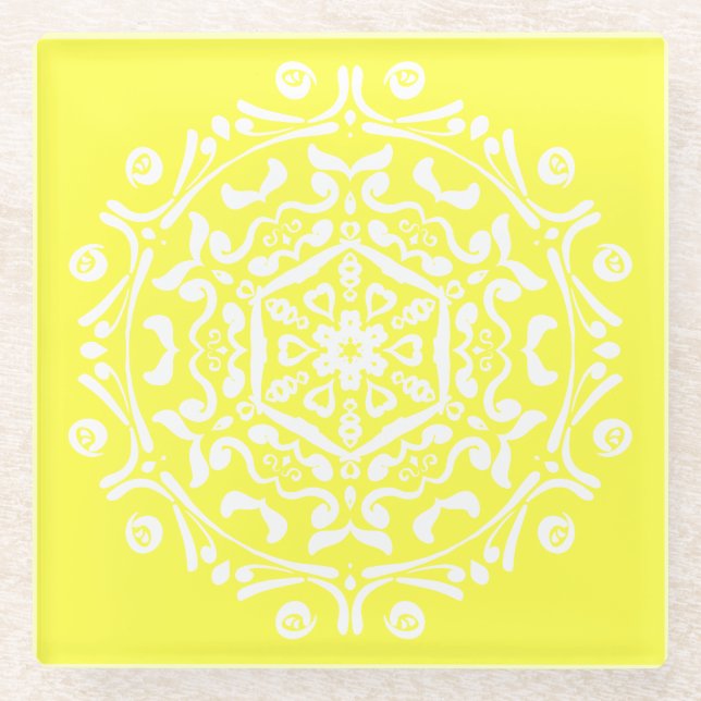 Lemon Mandala Glasuntersetzer (Vorderseite)