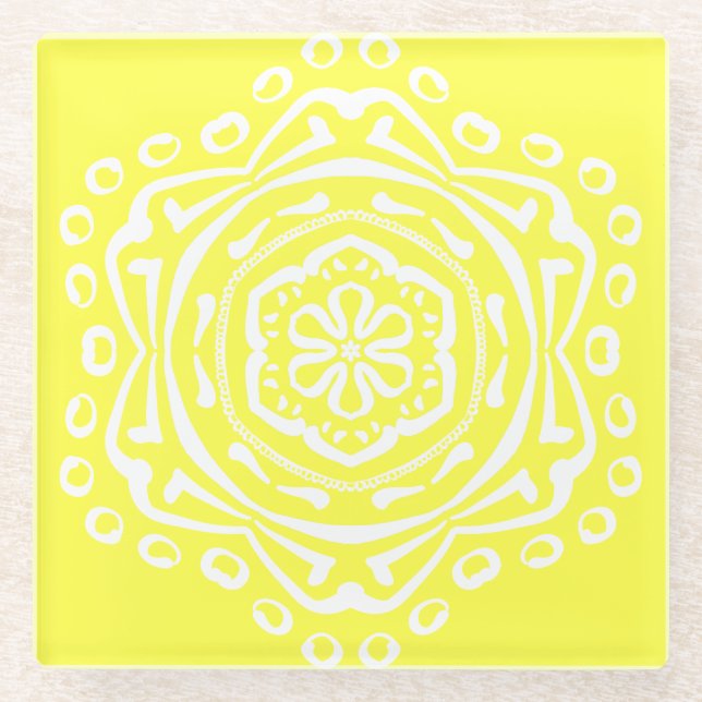 Lemon Mandala Glasuntersetzer (Vorderseite)
