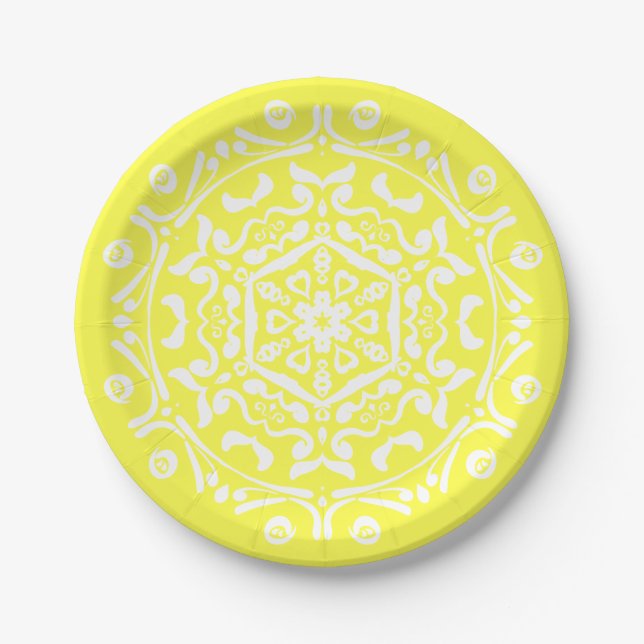Lemon Mandala Pappteller (Vorderseite)