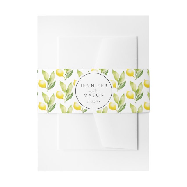 Lemon Mediterrane Botanische Hochzeit Einladungsbanderole (Vorderseite Beispiel)