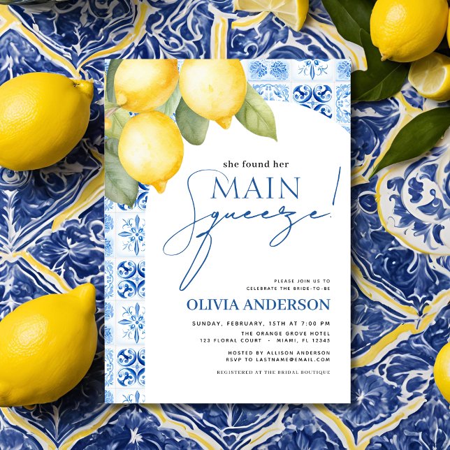 Lemon Mediterrane Hauptpresse Brautparty Einladung (Von Creator hochgeladen)