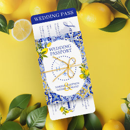Lemon Mediterrane Hochzeitspass-Abdeckung eingekla Einladung