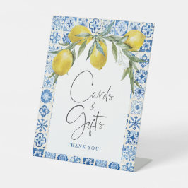 Lemon Mediterranean Blue Tile Cards Schild