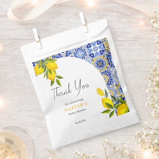 Lemon Mediterranean Boho Arch Baby Dusche Geschenktütchen (Ausgeschnitten)