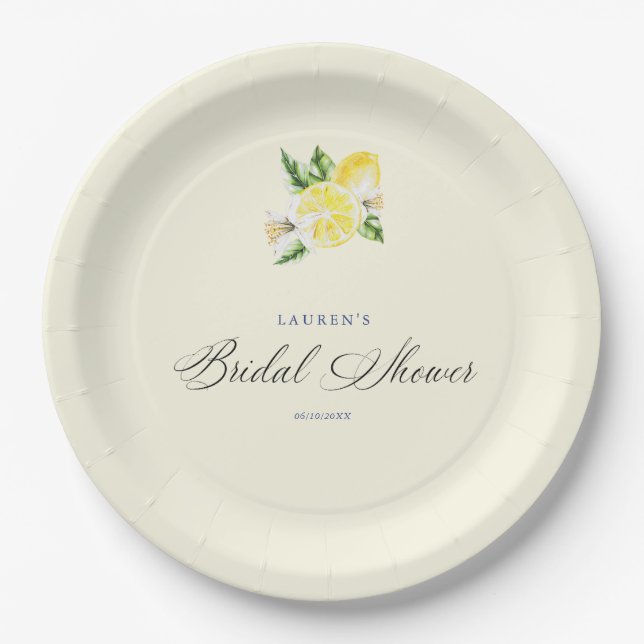 Lemon Mediterranean bridal shower italian  Pappteller (Vorderseite)