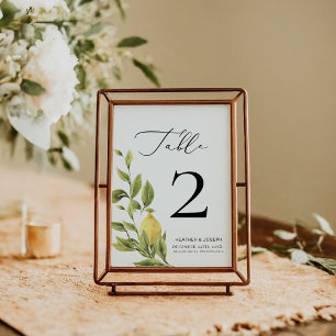 Lemon Mediterranean Calligraphy Wedding 2 Tischnummer
