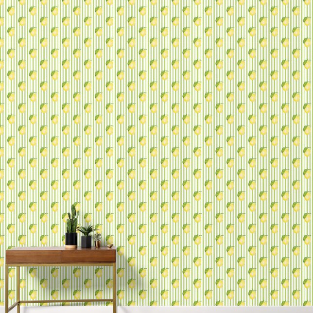 Lemon Mediterranean Inspired Stripes Tapete (Korridor)