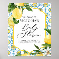 Lemon Mediterranean Summer Baby Shower Welcome