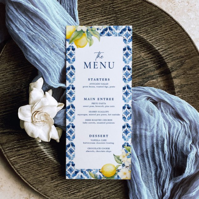 Lemon Mediterranean Summer Wedding Menu Menükarte (Von Creator hochgeladen)