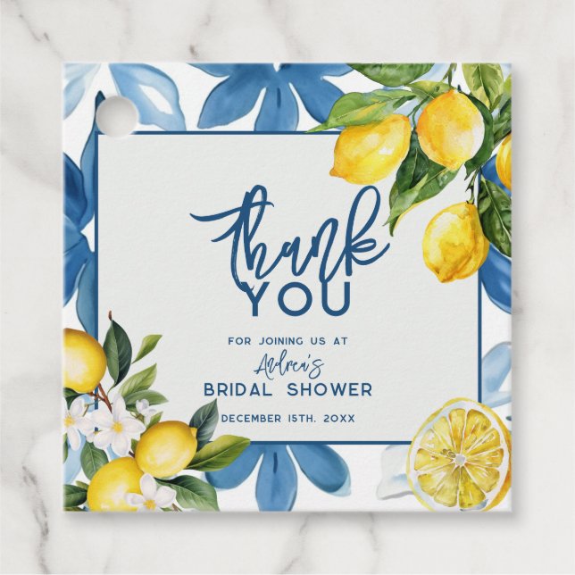 Lemon Mediterranean Tile Brautparty Geschenkanhänger (Vorderseite)