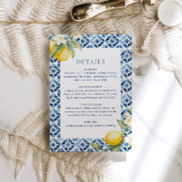 Lemon Mediterranean Wedding Details Enclosure Card Begleitkarte