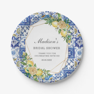 Lemon Meditteranean Birthday Bridal Baby Shower Pappteller