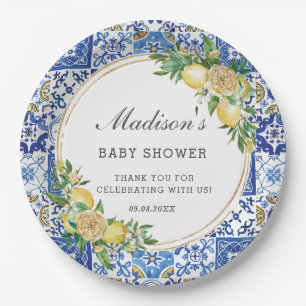 Lemon Meditteranean Birthday Bridal Baby Shower Pappteller