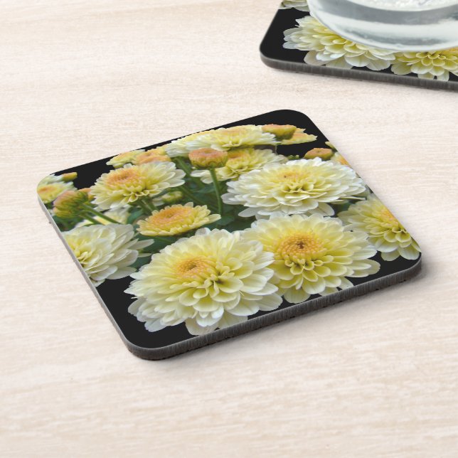 Lemon Meringue Chrysanthemums Untersetzer (Linke Seite)