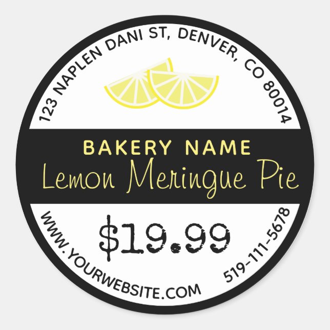 Lemon Meringue Pie Bäckerei Rundsticker Runder Aufkleber (Vorderseite)