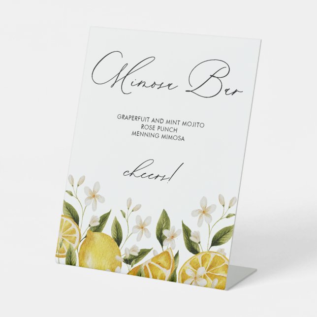 Lemon Mimosa Bar Brautparty Sockelschild (Vorderseite)