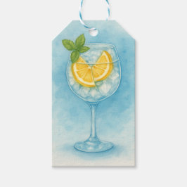 Lemon & Mint G&T - Wasserfarbcocktail Geschenkanhänger