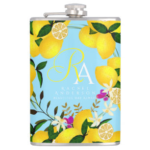 Lemon Monogram Blue Flachmann