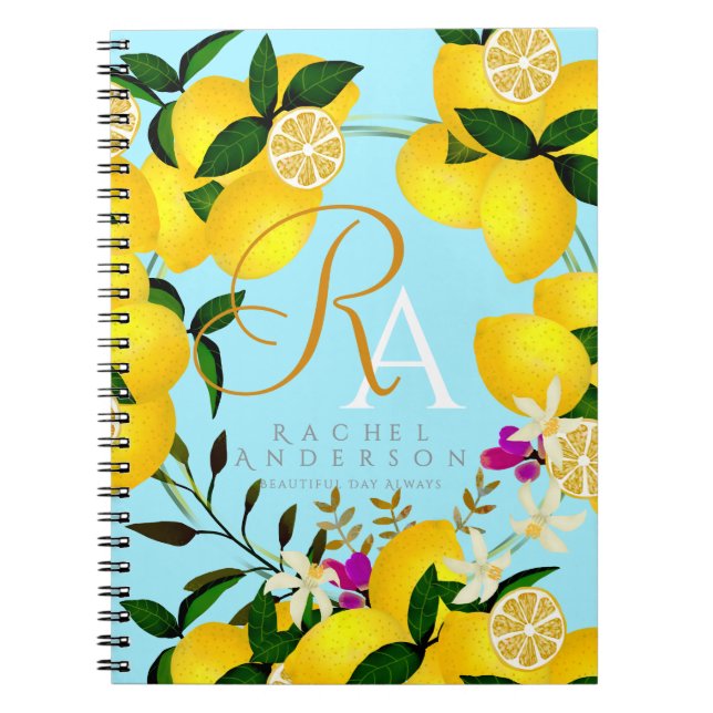 Lemon Monogram Blue Notizblock (Vorderseite)
