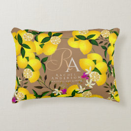 Lemon Monogram Brown Dekokissen