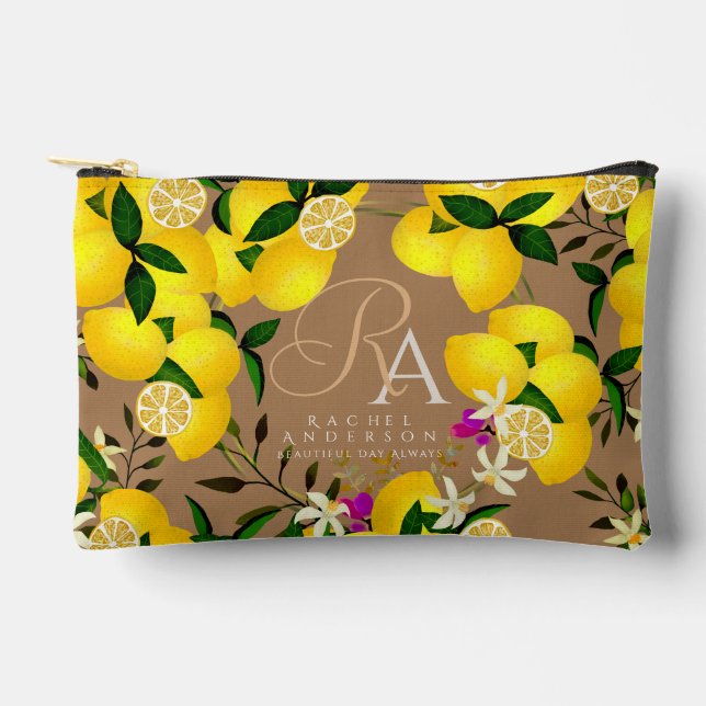 Lemon Monogram Brown Zubehörtasche (Vorderseite)