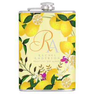 Lemon Monogram Yellow Flachmann