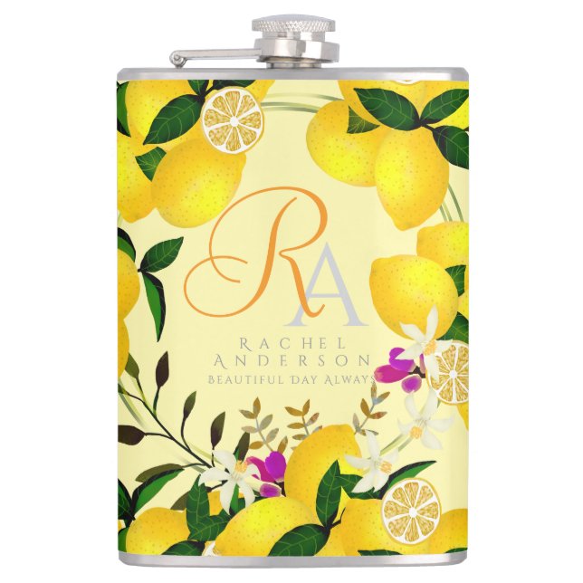 Lemon Monogram Yellow Flachmann (Vorderseite)