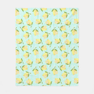 Lemon Motif Liebe Blue Fleecedecke