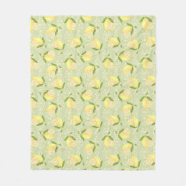 Lemon Motif Liebe Green Fleecedecke