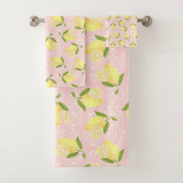 Lemon Motif Liebe Peach Badhandtuch Set