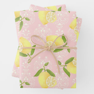 Lemon Motif Liebe Peach Geschenkpapier Set
