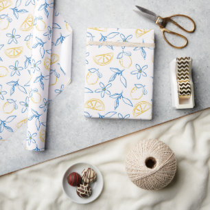 Lemon Muster handgezeichnete Wrapping Paper Roll Geschenkpapier