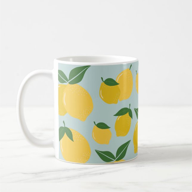 Lemon Muster Retro Frucht gelb auf grün Kaffeetasse (Links)