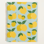 Lemon Muster Retro Frucht gelb auf grün Planer<br><div class="desc">Retro Fruit Print - Zitronenmuster - Gelb auf Grün.</div>
