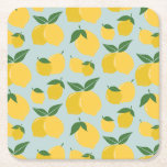 Lemon Muster Retro Frucht gelb auf grün Rechteckiger Pappuntersetzer<br><div class="desc">Retro Fruit Print - Zitronenmuster - Gelb auf Grün.</div>