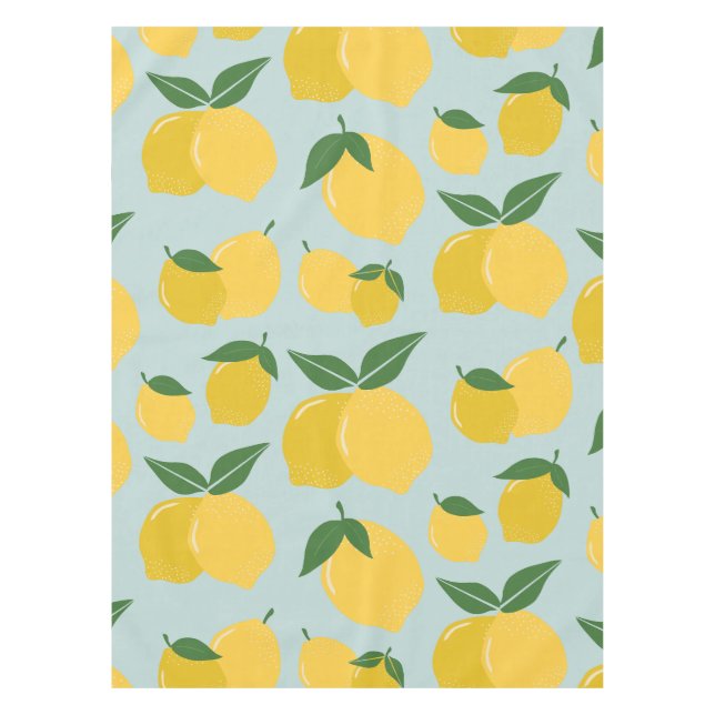 Lemon Muster Retro Frucht gelb auf grün Tischdecke (Vorderseite)