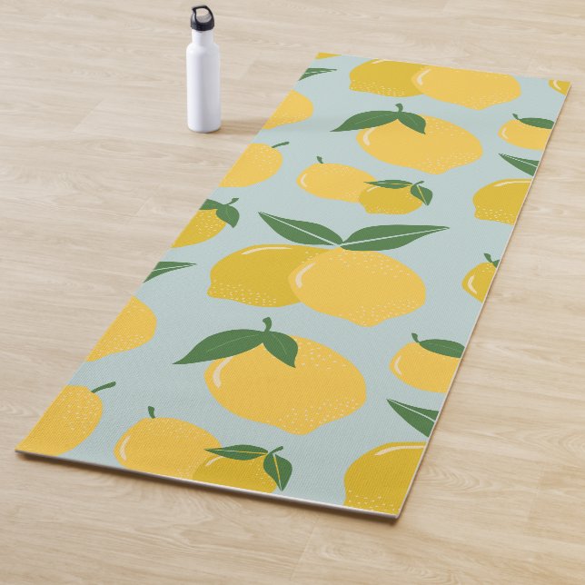 Lemon Muster Retro Frucht gelb auf grün Yogamatte (Beispiel)