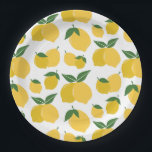 Lemon Muster Retro Frucht gelb auf weiß Pappteller<br><div class="desc">Retro Fruit Print - Lemon Muster - Gelb auf Weiß.</div>