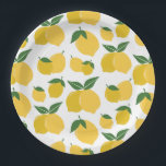 Lemon Muster Retro Frucht gelb auf weiß Pappteller<br><div class="desc">Retro Fruit Print - Lemon Muster - Gelb auf Weiß.</div>