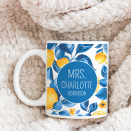 Lemon Muster Tropisches Obst Custom Couple Name Kaffeetasse