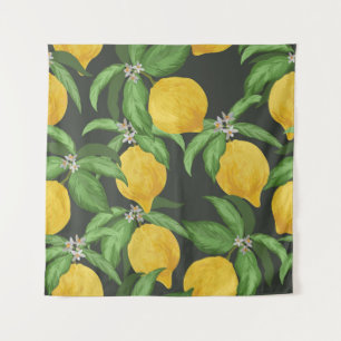 Lemon nahtlos Vintages Muster. Tropischer Obstbai Wandteppich