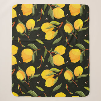 Lemon nahtloses Muster. Malerische Zitronenillustr Sherpadecke