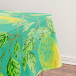 Lemon Obstmuster gelb türkis Vintag Tischdecke